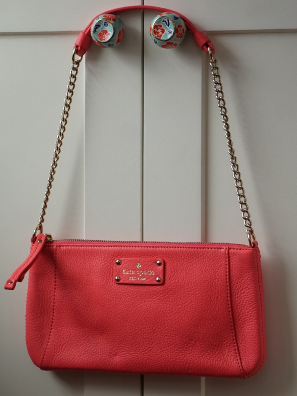 Kate Spade Berkshire Road Adela Coral Pebbled Leather Shoulder Bag